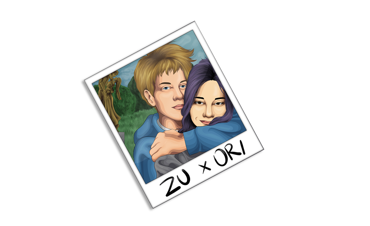 Polaroid selfie of Zu and Ori