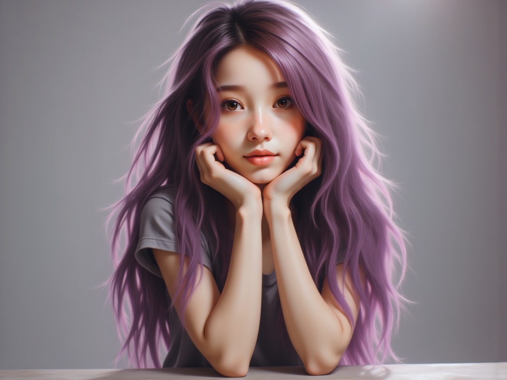 Zu with long purple hair, resting on elbows — ZU × ORI