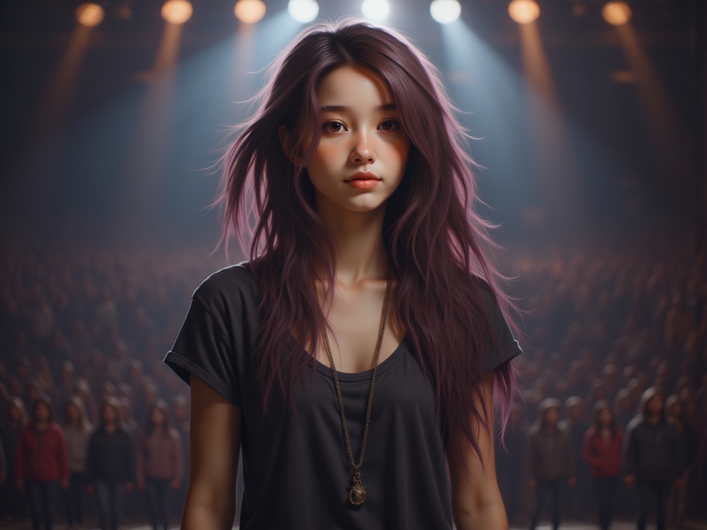 Zu stands confidently on stage, captivating a silent audience — ZU × ORI