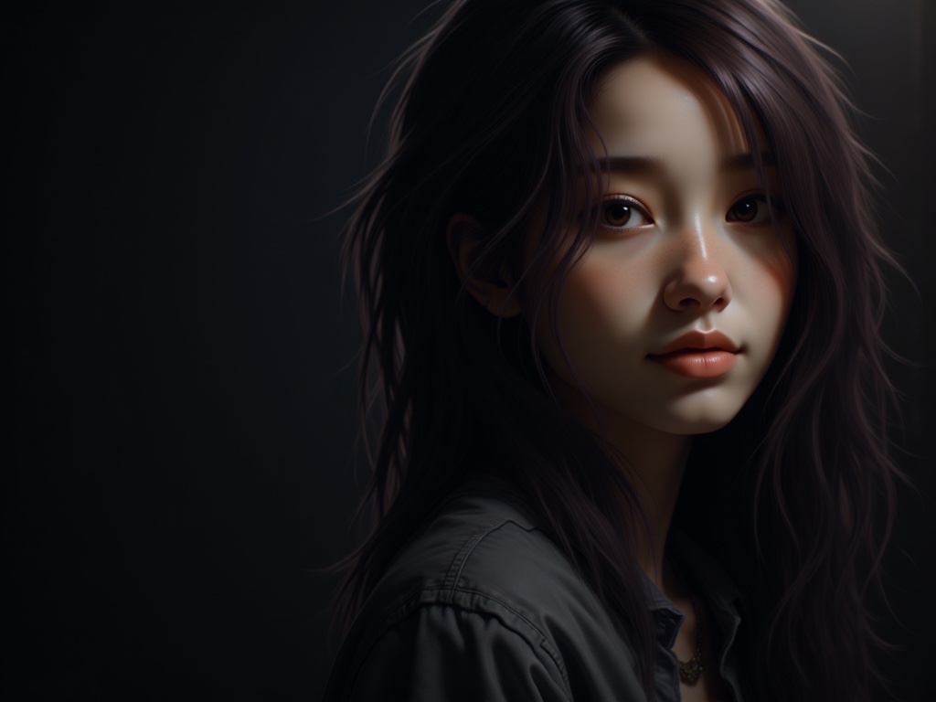 Zu gazes intensely with shadowed elegance — ZU × ORI