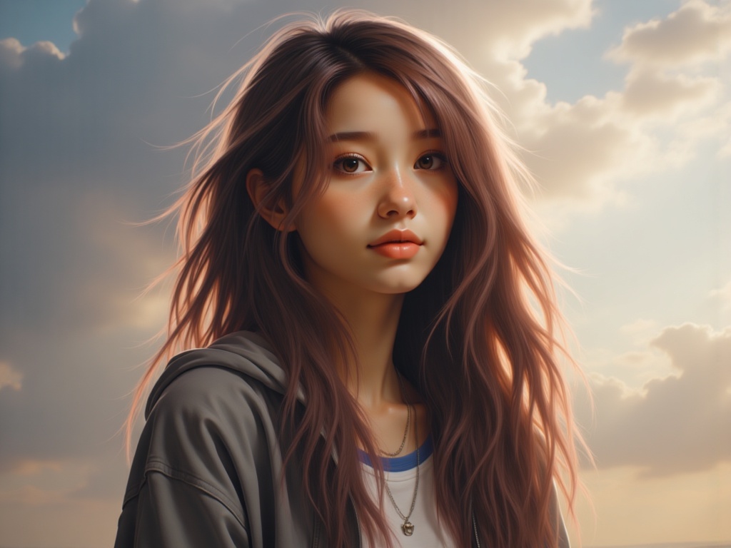 Zu gazes into dreamy horizons, bathed in ethereal light — ZU × ORI