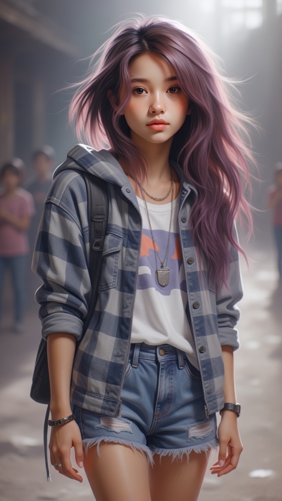 Zu stands confidently in plaid, her hair flowing elegantly — ZU × ORI