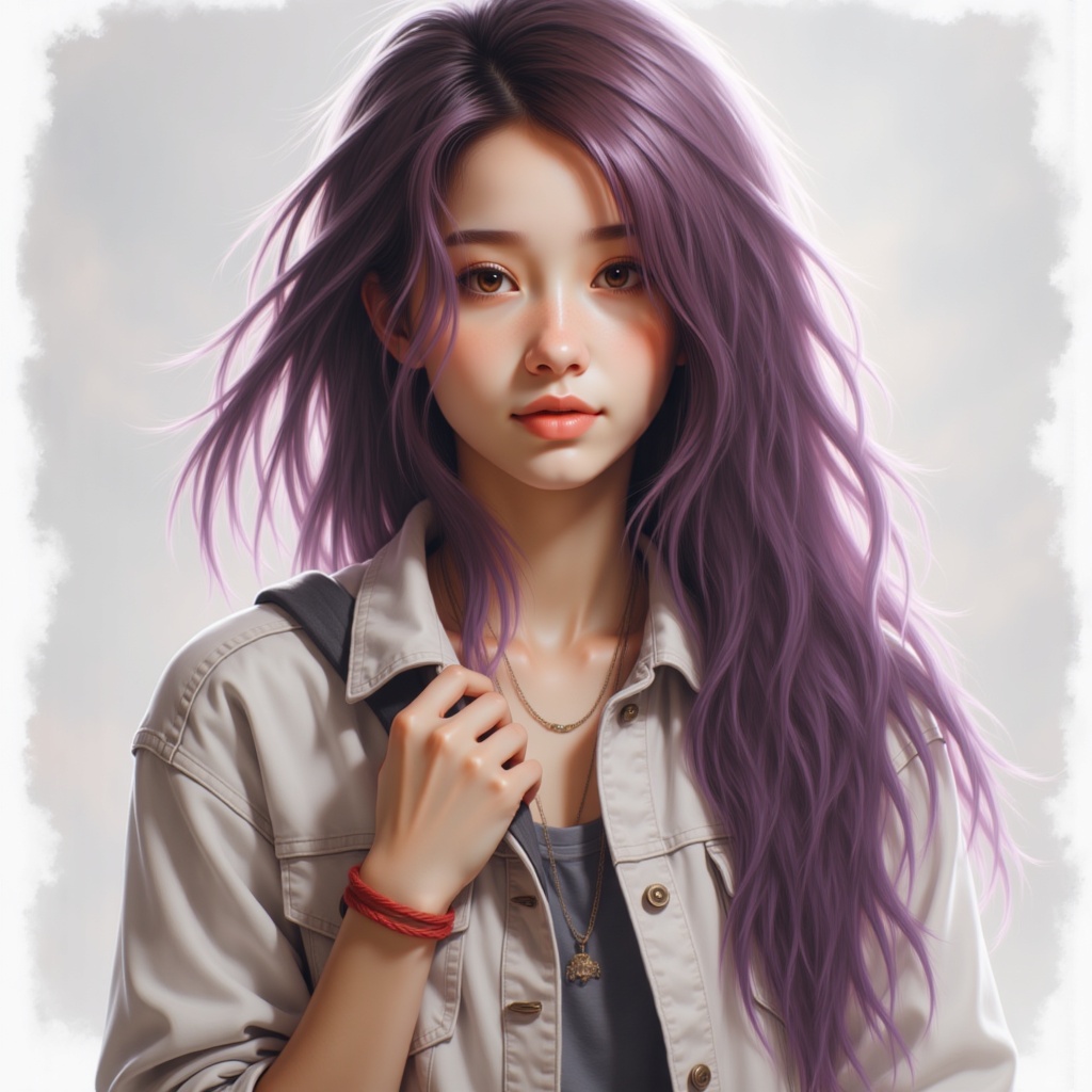 Zu stands pensively with flowing purple hair — ZU × ORI