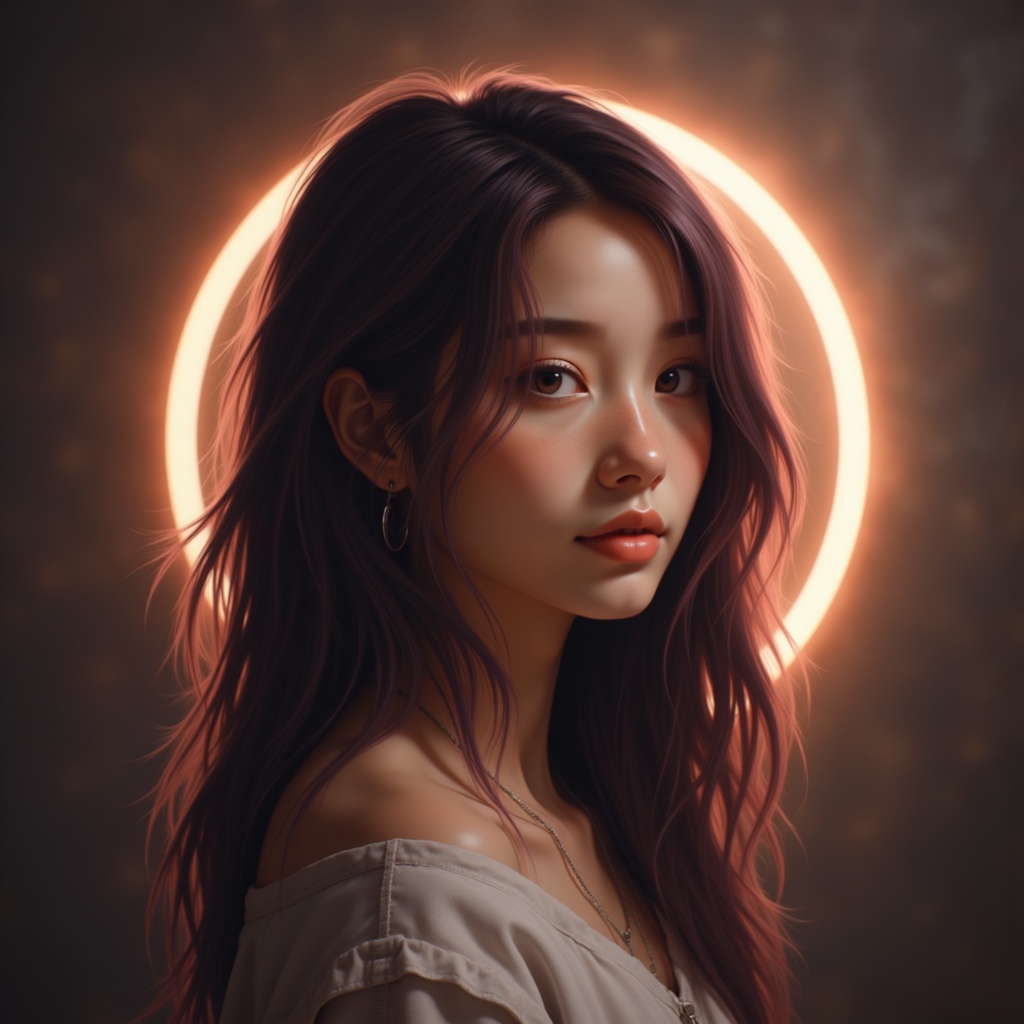 Zu stands beneath a halo, gazing with infinite mystique — ZU × ORI
