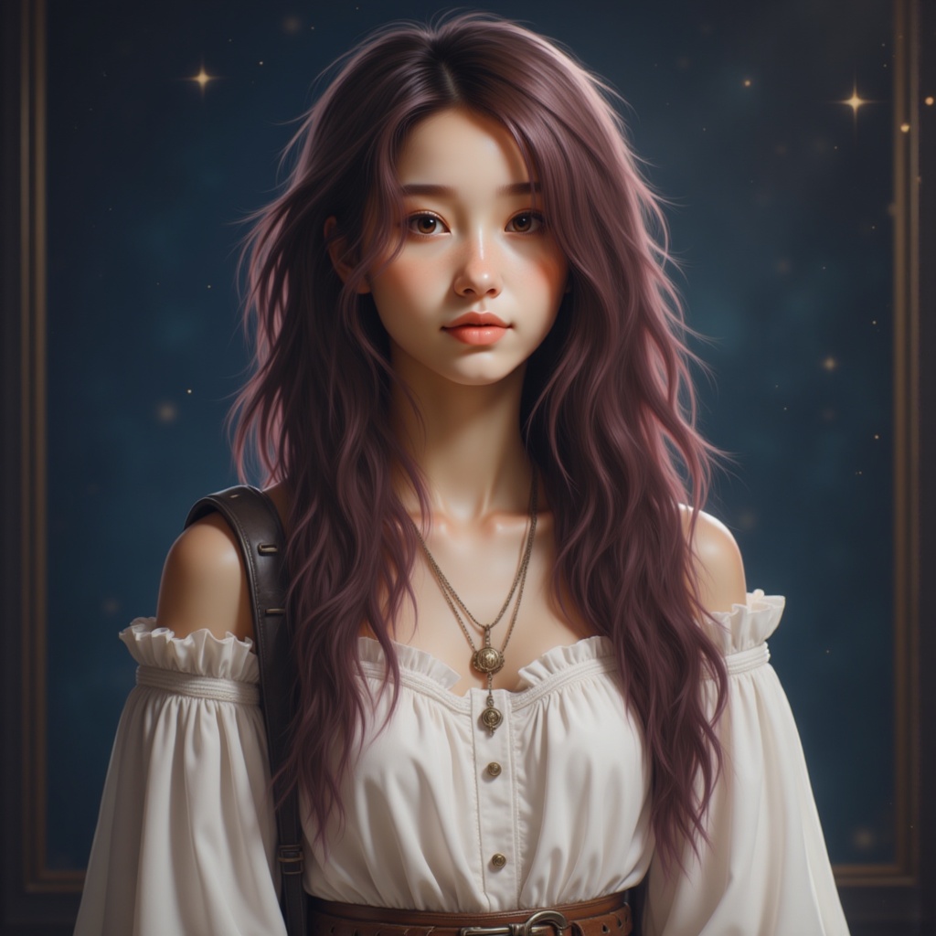 Zu gazes softly under shimmering stars and ethereal charm — ZU × ORI