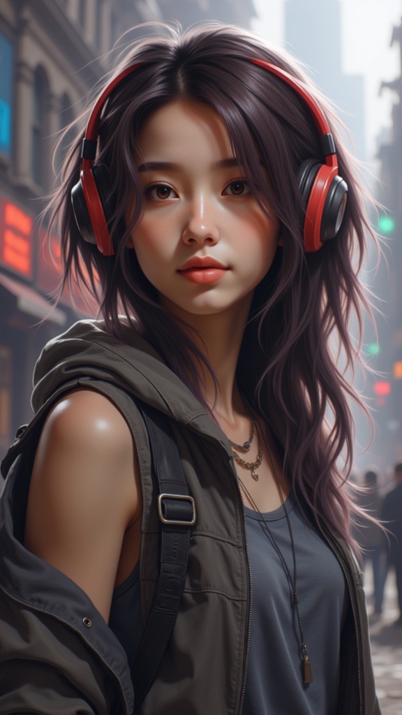Zu listens intently to city sounds, exuding vibrant style — ZU × ORI