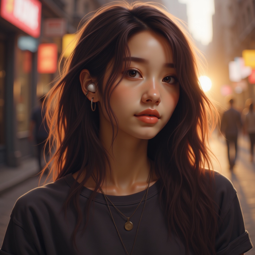 Zu with flowing hair, glowing in sunset brilliance — ZU × ORI