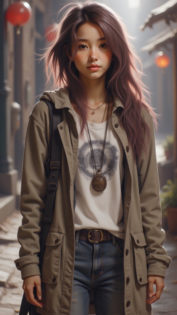 Zu stands confidently in alley, beige overcoat flowing — ZU × ORI