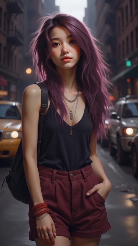 Zu stands confidently on bustling NYC street, vibrant energy — ZU × ORI