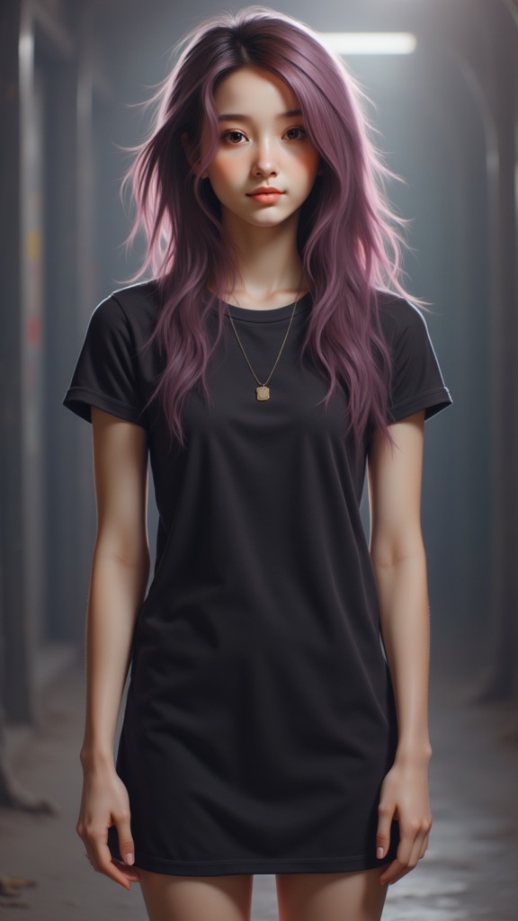 Zu stands confidently in a black T-shirt dress — ZU × ORI
